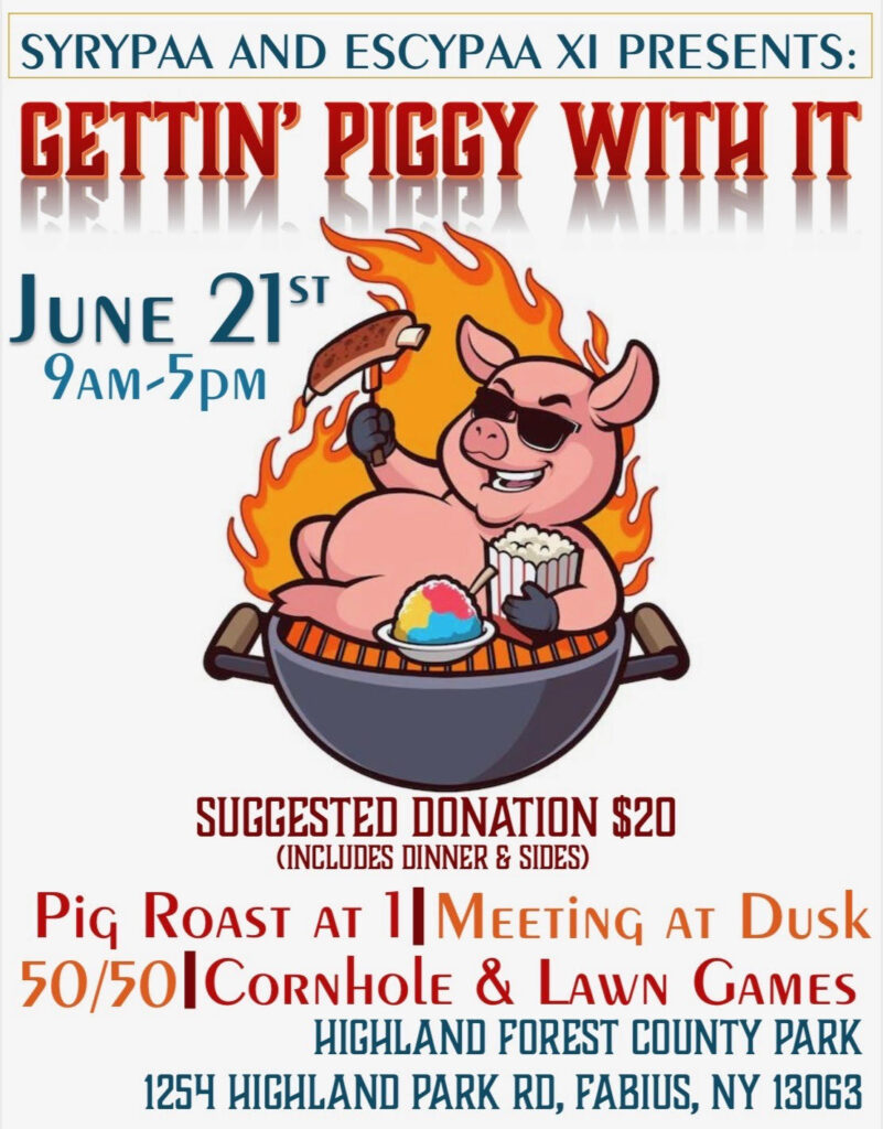 Flyer announcing Pig Roast on June 21
